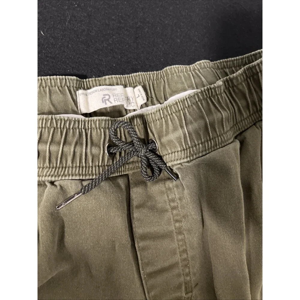 Refinery Republic Pants Mens Large Green Cargo Jogger Elastic Waist Cuffed